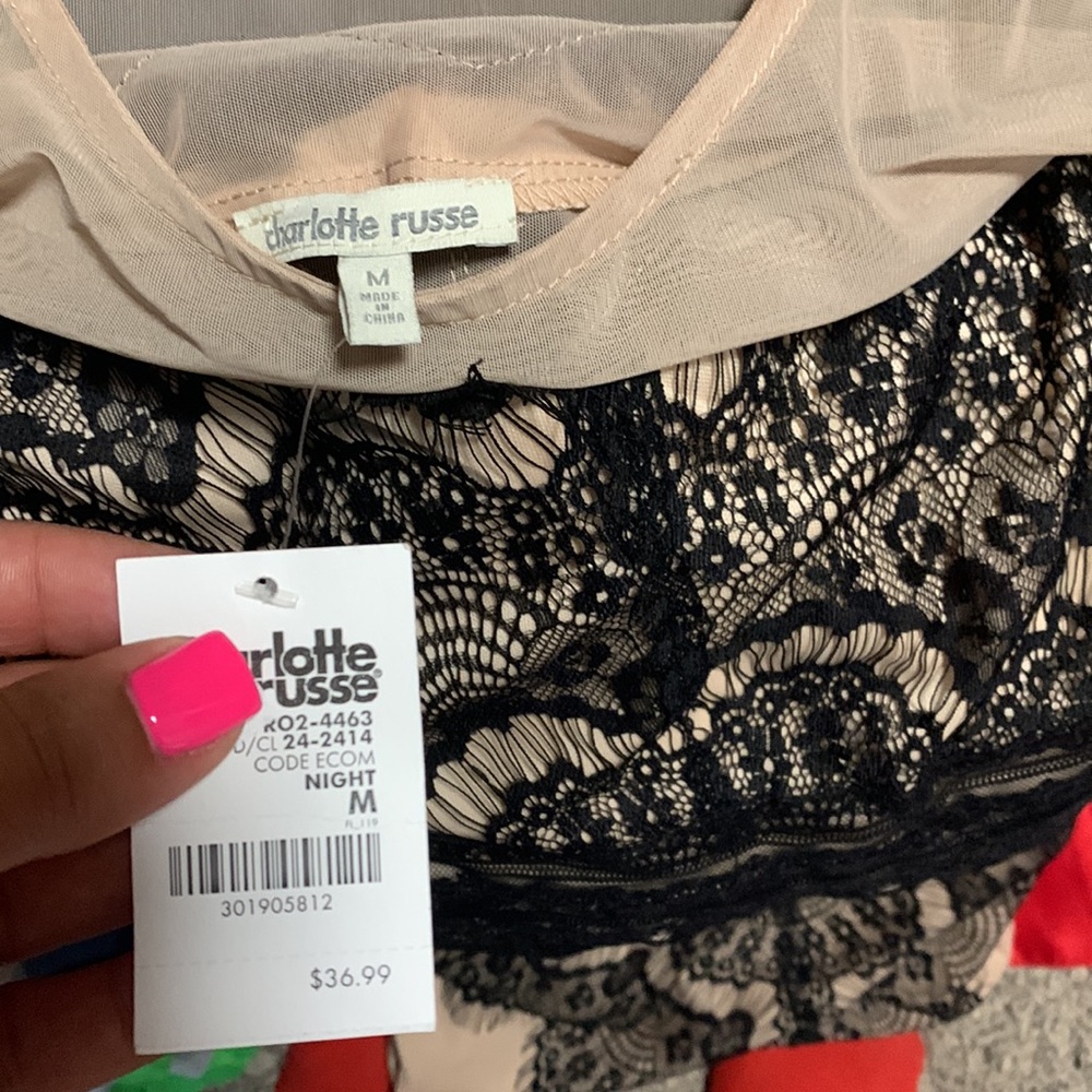 🎉Host Pick🎉 NWT- Charlotte Russe Black Lace Overlay Dress - Picture 6 of 7